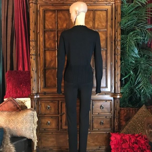 Kasper Pointelle Scallop Crochet Bow Neck Sweater - Picture 4 of 12